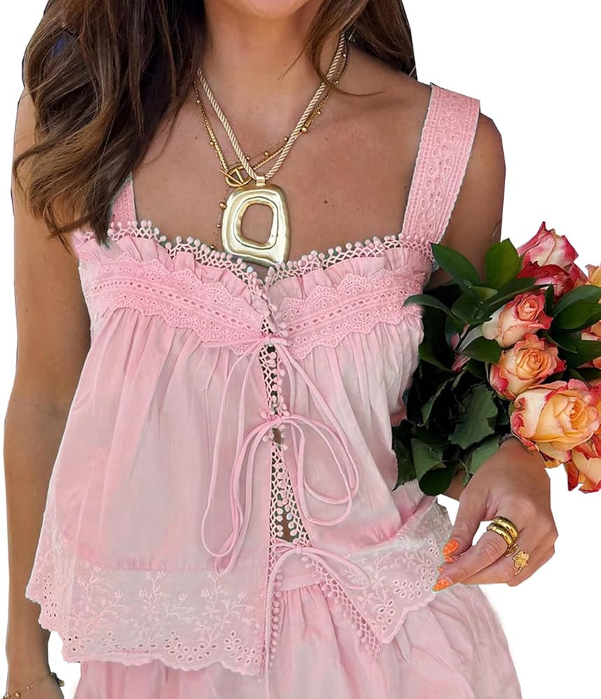 Design: Women summer lace tank top, women boho tank tops, women vacation tops, women beachwear to... | Amazon (US)