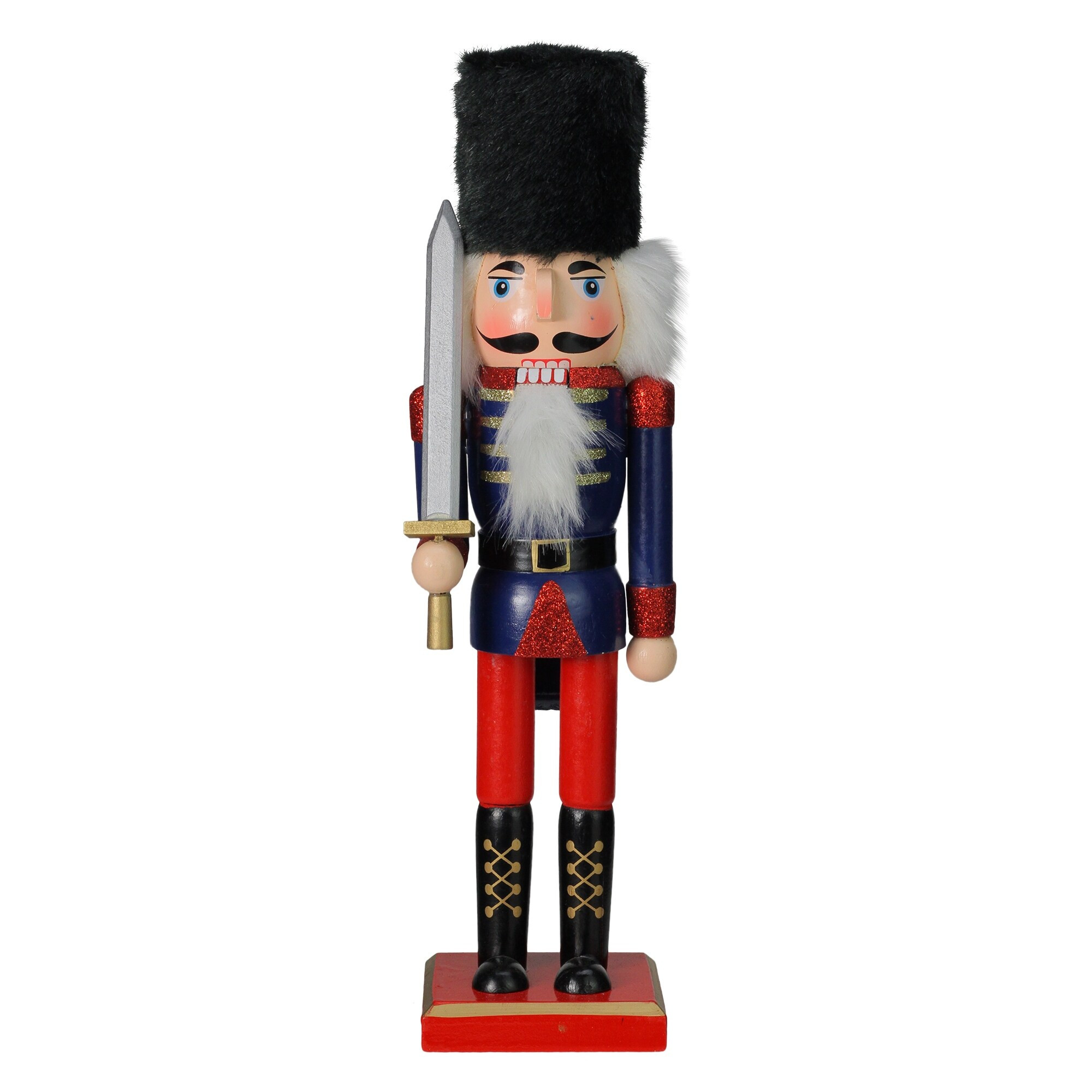 14" Red and Blue Christmas Nutcracker Soldier with Sword | Bed Bath & Beyond