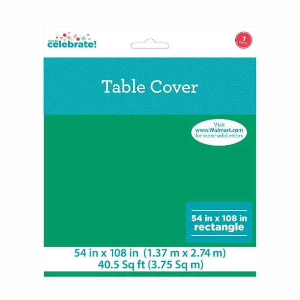 Way To Celebrate Plastic Party Tablecloth, 108in x 54in, Green, 1ct - Walmart.com | Walmart (US)