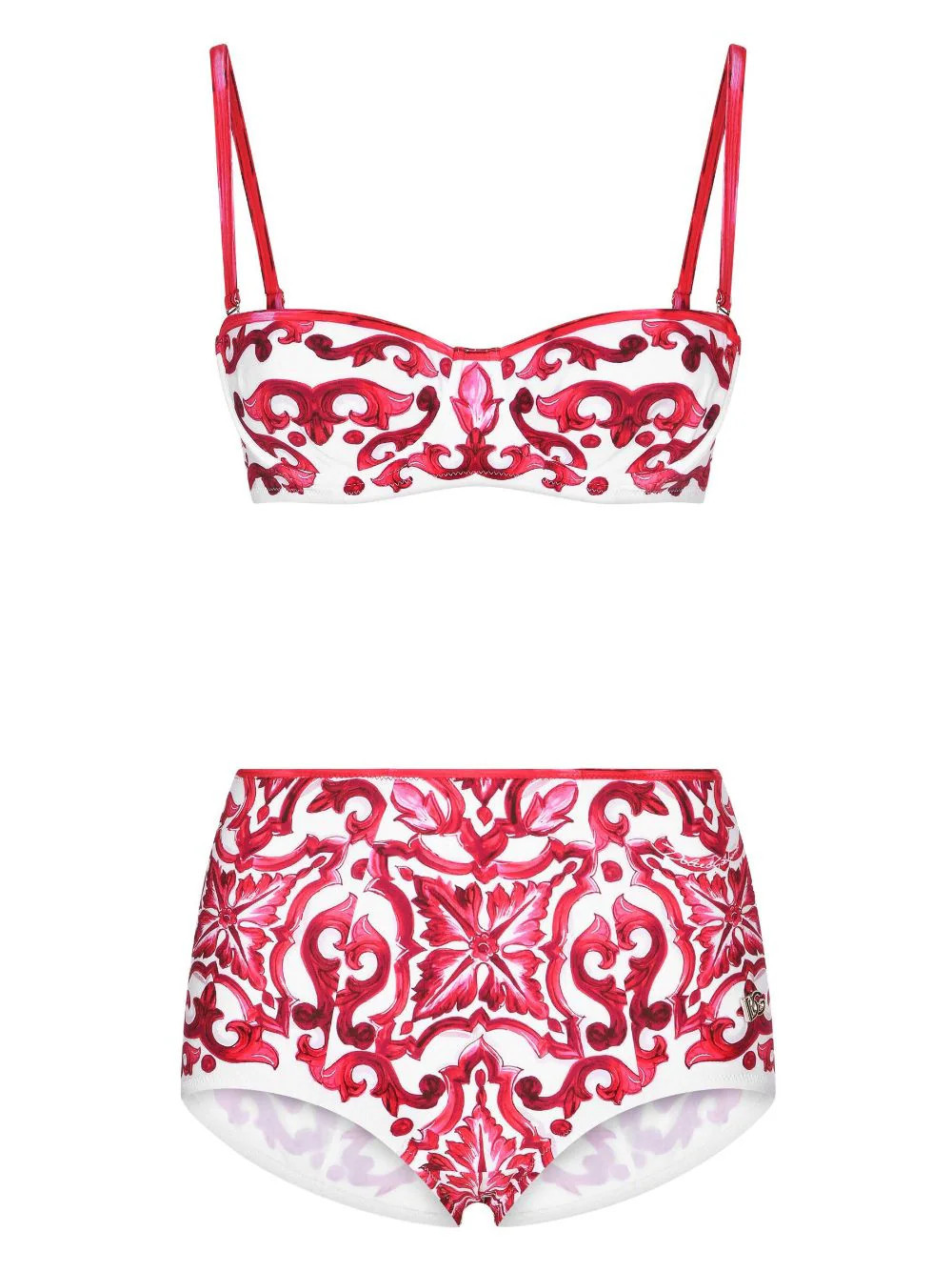 Dolce & Gabbana Maiolica-print bikini set - Red | Farfetch Global