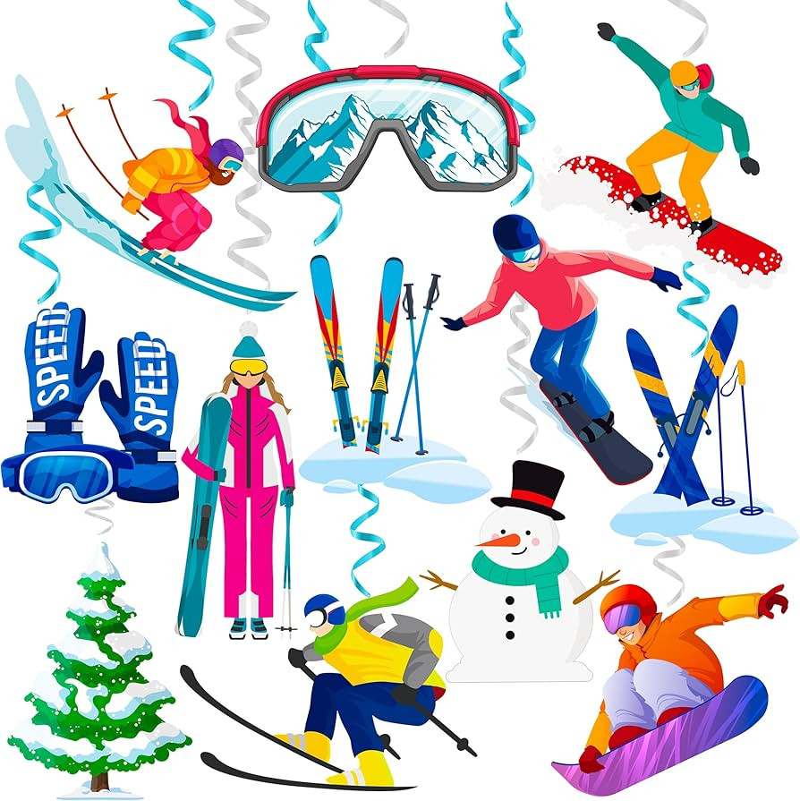 Skiing Hanging Swirls Snowboard Party Hanging Decoration Winter Ski Ceiling Streamer Skiing Theme... | Amazon (US)