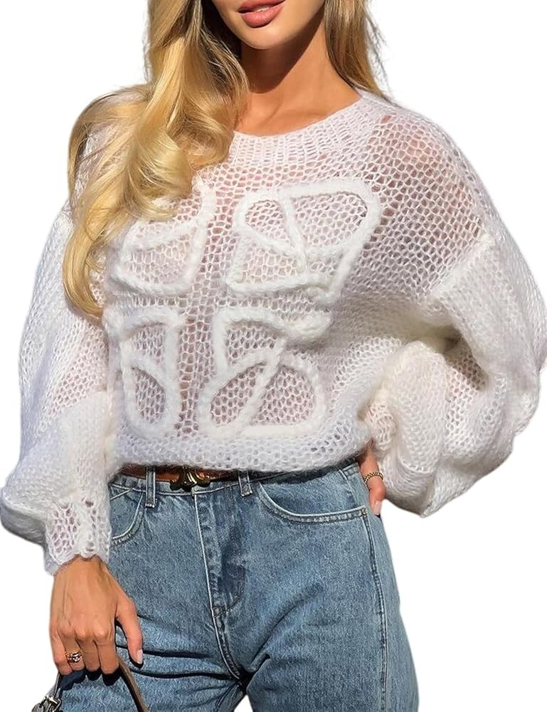 Wyeysyt Womens Oversized Sweater Rainbow Contrast Striped Batwing Long Sleeve Crochet Pullover Sw... | Amazon (US)