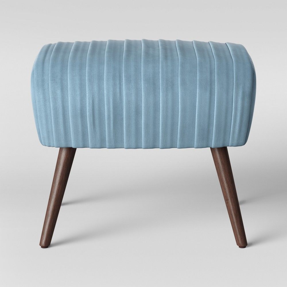 Laurel Ruched Ottoman with Cone Legs Velvet Light Blue - Opalhouse , Size: Assembly Required | Target