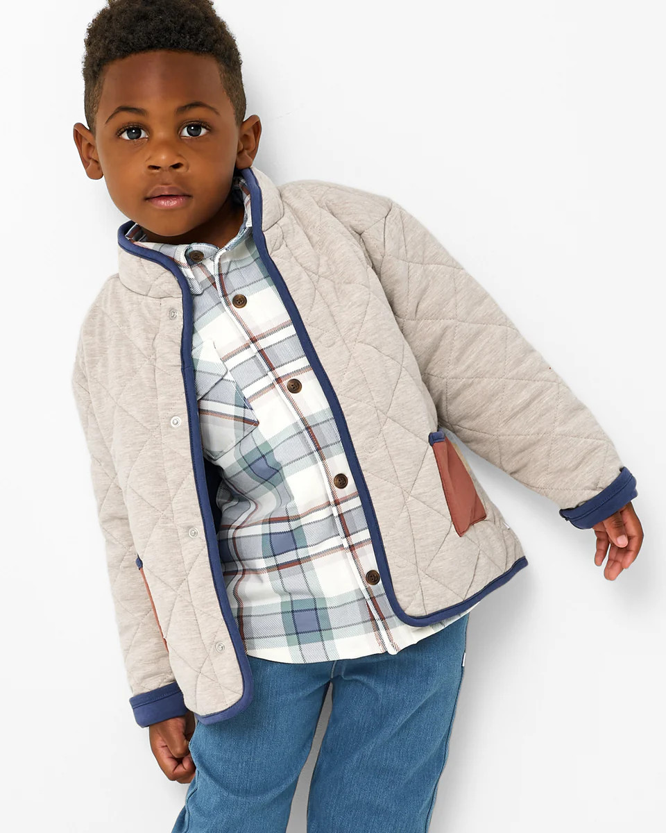 Linen Heather Quilted Barn Jacket | Little Sleepies