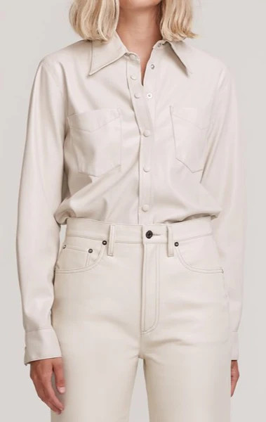 Paloma Vegan Leather Shirt in Powder | AGOLDE
