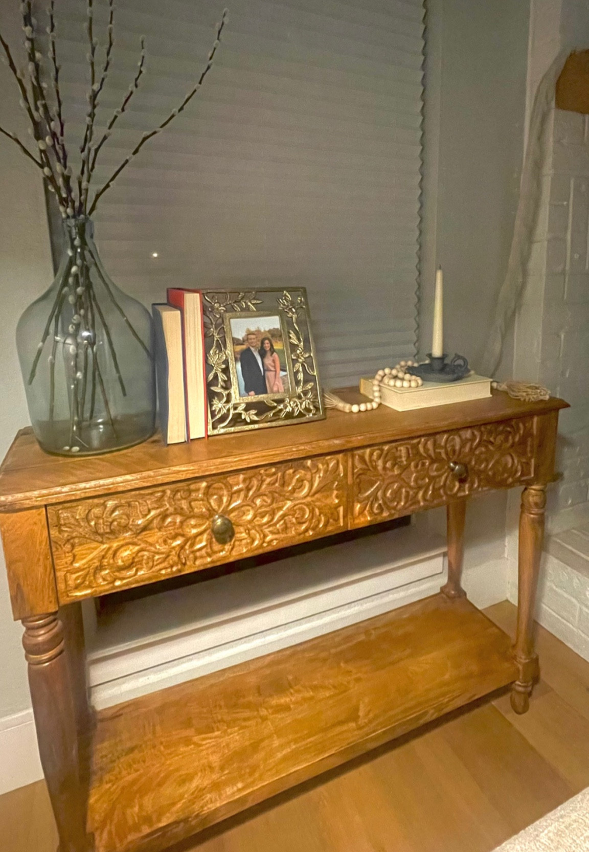 Made a few changes/additions to this little corner of the living room and love the way it turned out 🤍 the candle holder is an antique store find but I’m linking something similar! We used to have these horrible plastic cord covers for the TV cords that “stuck” to the wall but they always fell off 🙄 this fabric one is soooo much better & looks cleaner in my opinion l!! 

#LTKunder50 #LTKunder100 #LTKhome
