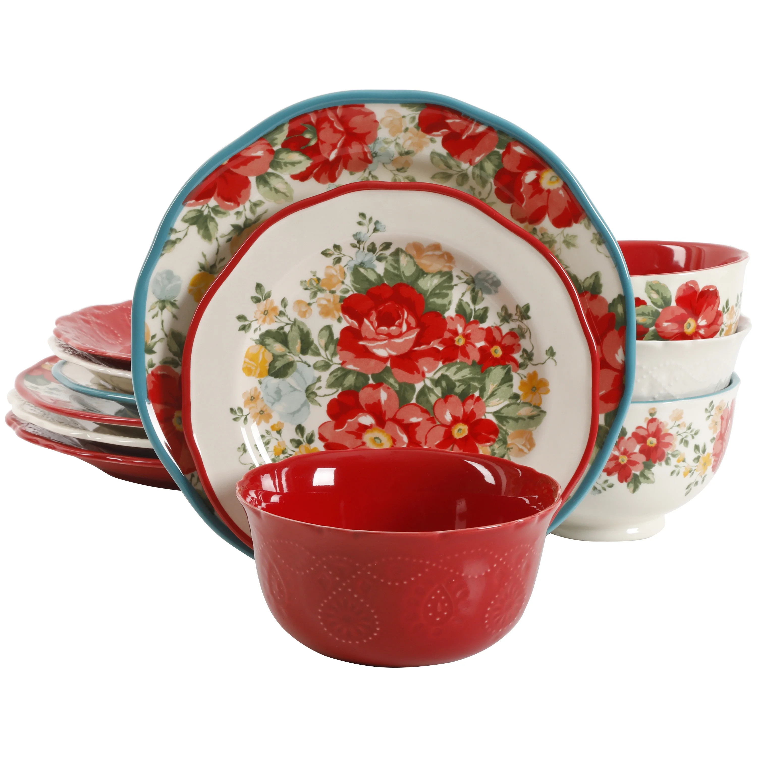 The Pioneer Woman Assorted Dinnerware Set, 12-Piece Set | Walmart (US)