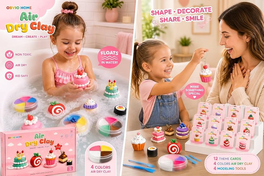 Air Dry Clay for Kids - 12 Dream Dessert Designs Modeling Clay Kit - Model Sculpting Set, Ultra S... | Amazon (US)