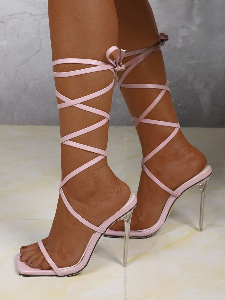 Tie Leg Stiletto Heeled Sandals | SHEIN