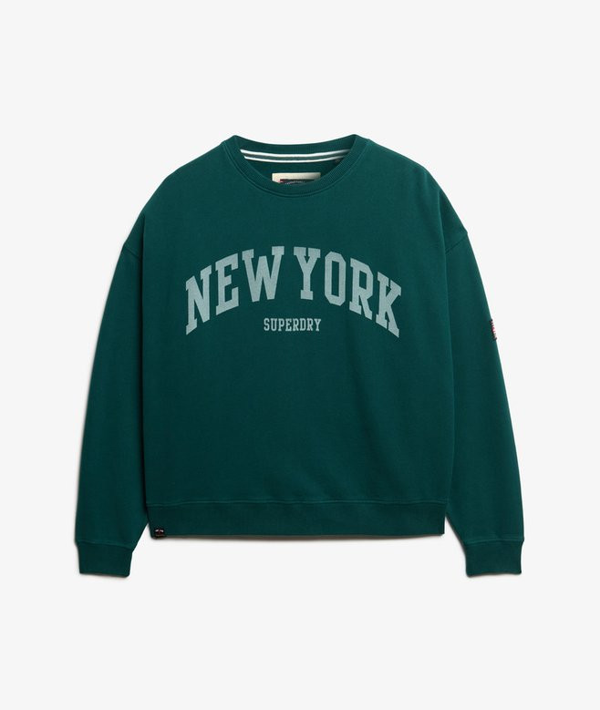 womens Athletic Essentials Oversized Crew Sweatshirt in Dark Pine Green | Superdry UK | Superdry (UK)
