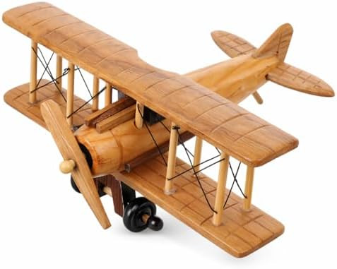 Garneck Vintage Wooden Airplane Model: Classic Biplane Aircraft Decor Handmade Propeller Plane fo... | Amazon (US)