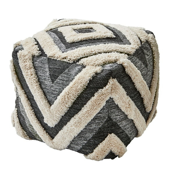 BH&G Tonal Tufted Outdoor Pouf, 16"x16"x16", Gray | Walmart (US)