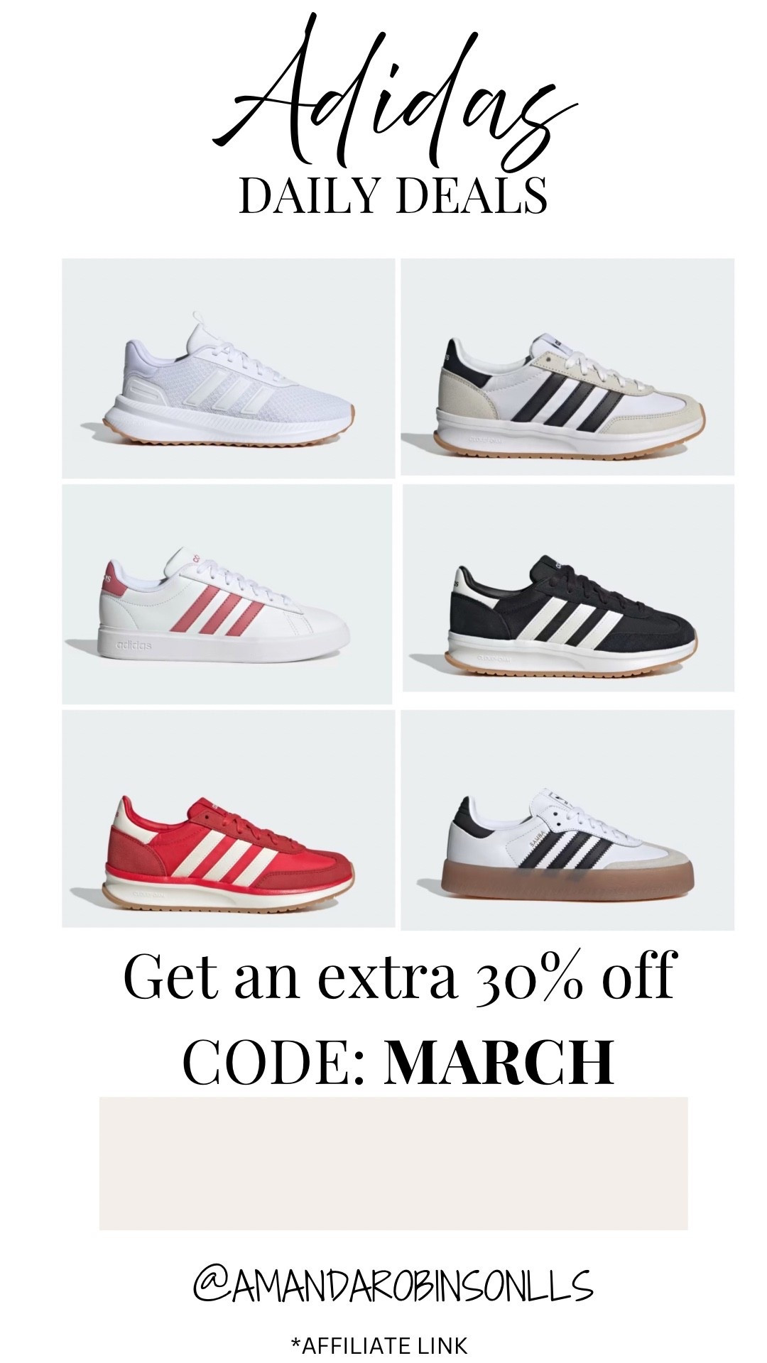Adidas 
30% off with code MARCH

#LTKSaleAlert
