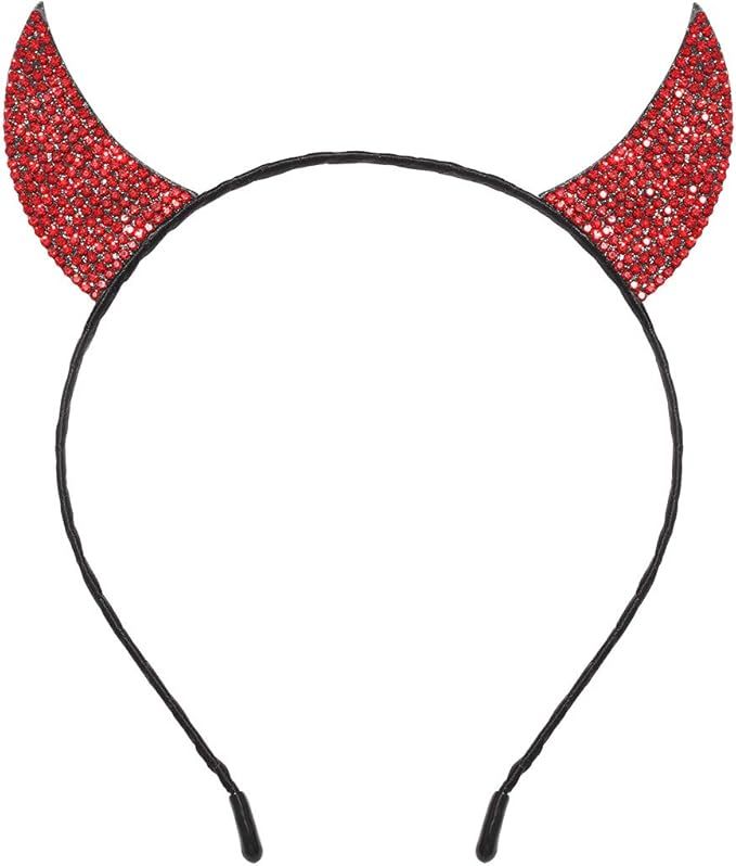 ZITULRY Halloween Headbands for Women Rhinestone Devil Horns Headband Crystal Cat Ears Headband H... | Amazon (US)