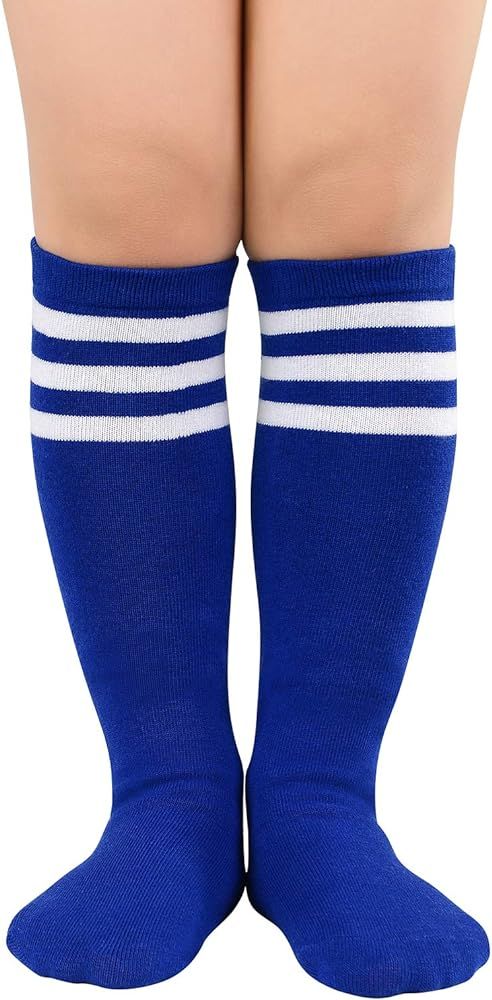 Kids Child Soccer Socks Stripes Knee High Tube Socks Cotton Uniform Sports Socks for Toddler Boys... | Amazon (US)