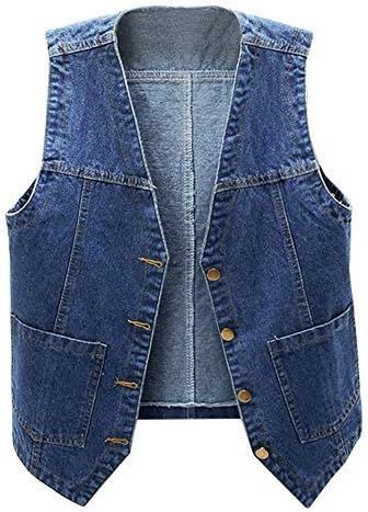 Ladyful Women's Sleeveless Denim Vest V Neck Button Down Jean Waistcoat Jacket | Amazon (US)