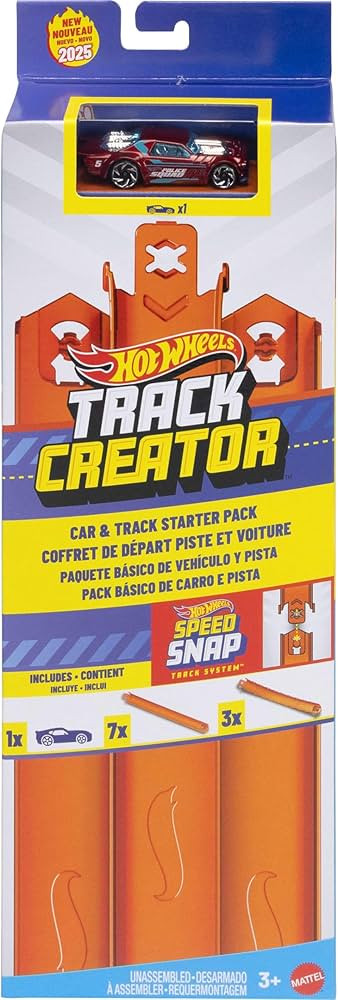 Hot Wheels Toy Car Track Set, Track Creator Starter Pack with 1:64 Scale Die-Cast Vehicle, 10 Fee... | Amazon (US)