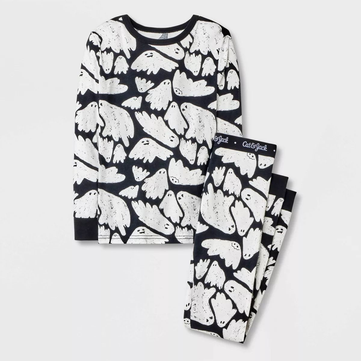 Boys' 2pc Tight Fit Cotton Halloween Ghost Pajama Set - Cat & Jack™ Black | Target