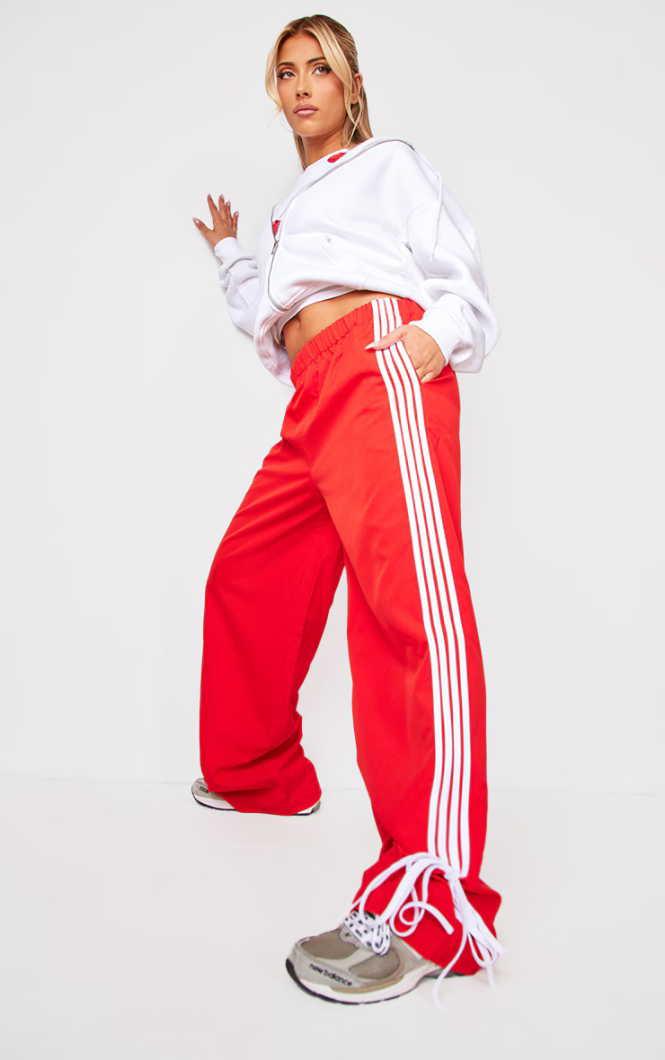 Red Shell Bow Detail Track Pants | PrettyLittleThing US