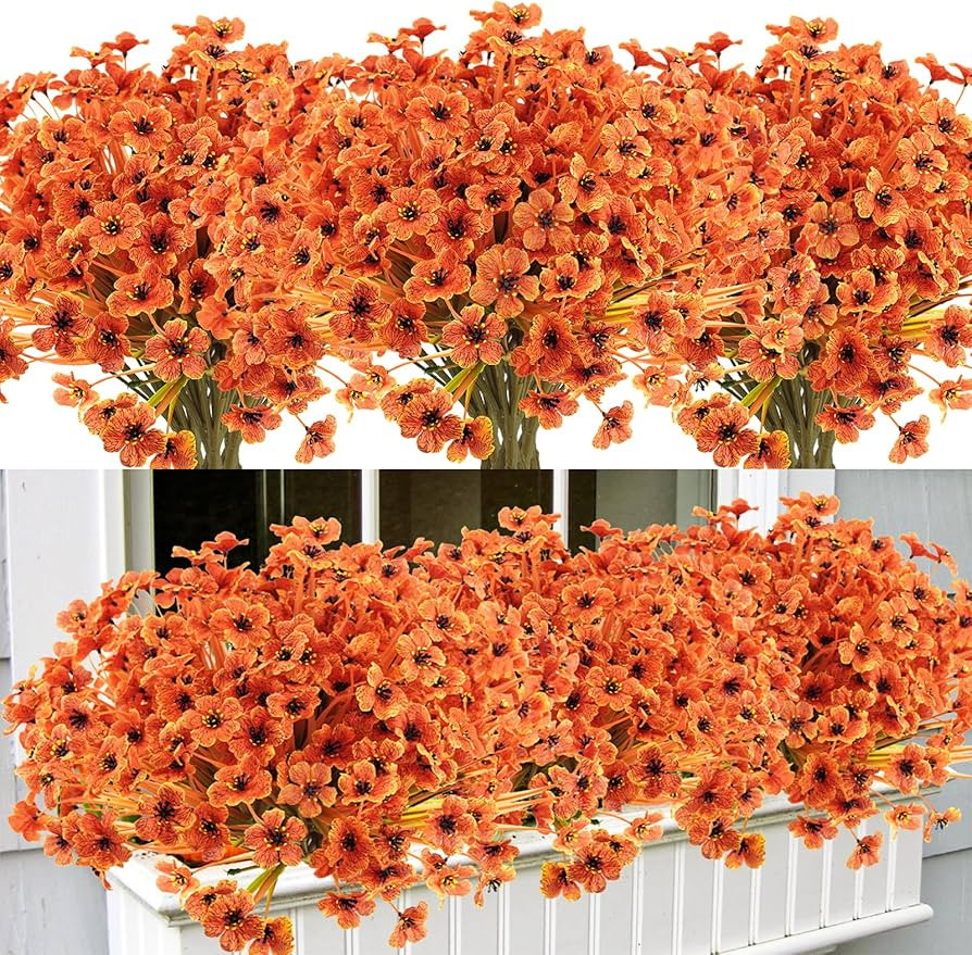 Krissing 48 Bundles Artificial Fall Flowers for Outdoors, UV Resistant Fake Outdoor Silk Flowers ... | Amazon (US)