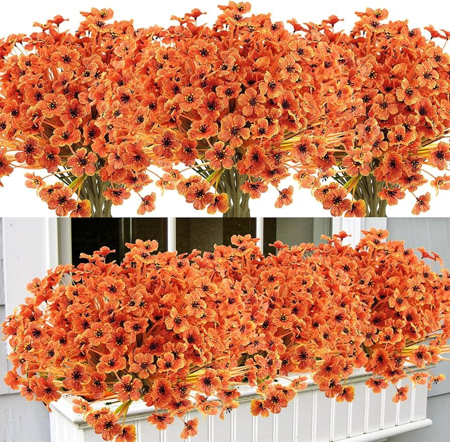 Krissing 48 Bundles Artificial Fall Flowers for Outdoors, UV Resistant Fake Outdoor Silk Flowers ... | Amazon (US)