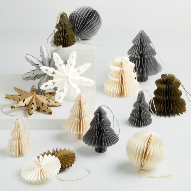 Metallic Paper Christmas Tree Ornaments, Set of 15 + Reviews | Crate & Barrel | Crate & Barrel