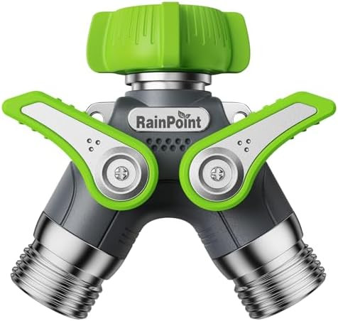 Amazon.com: RAINPOINT Garden Hose Splitter, 2 Way Heavy Duty Water Hose Y Spigot Splitter with Sh... | Amazon (US)