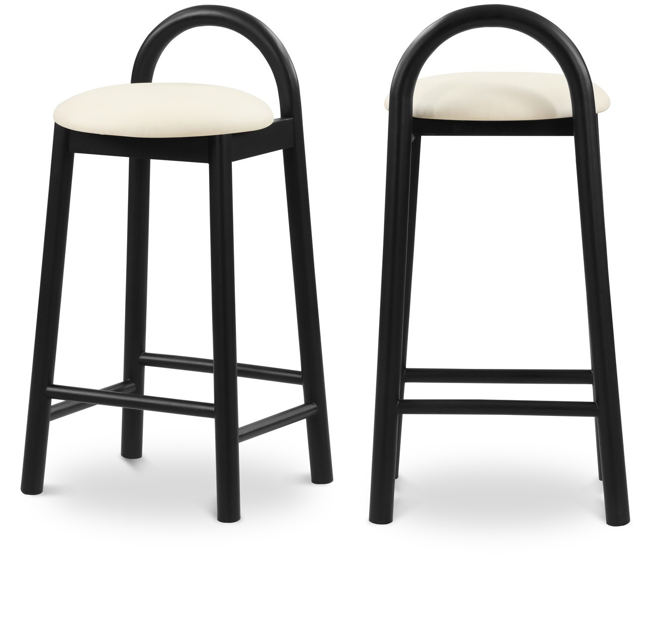 Calvin Vegan Leather Stool In Cream/Black | 1stopbedrooms