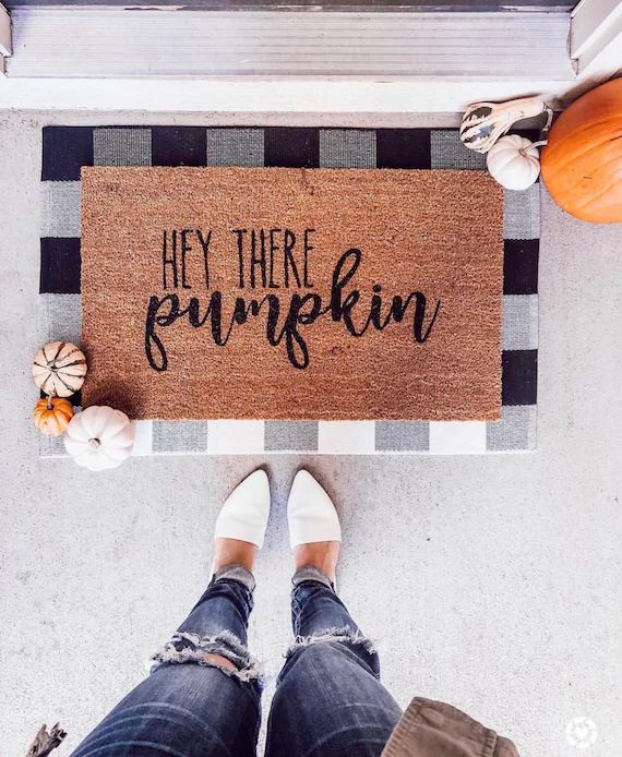 Hey There Pumpkin Doormat / Pumpkin Welcome Mat / Funny Doormat / Funny Door Mat / Closing Gift /... | Etsy (US)