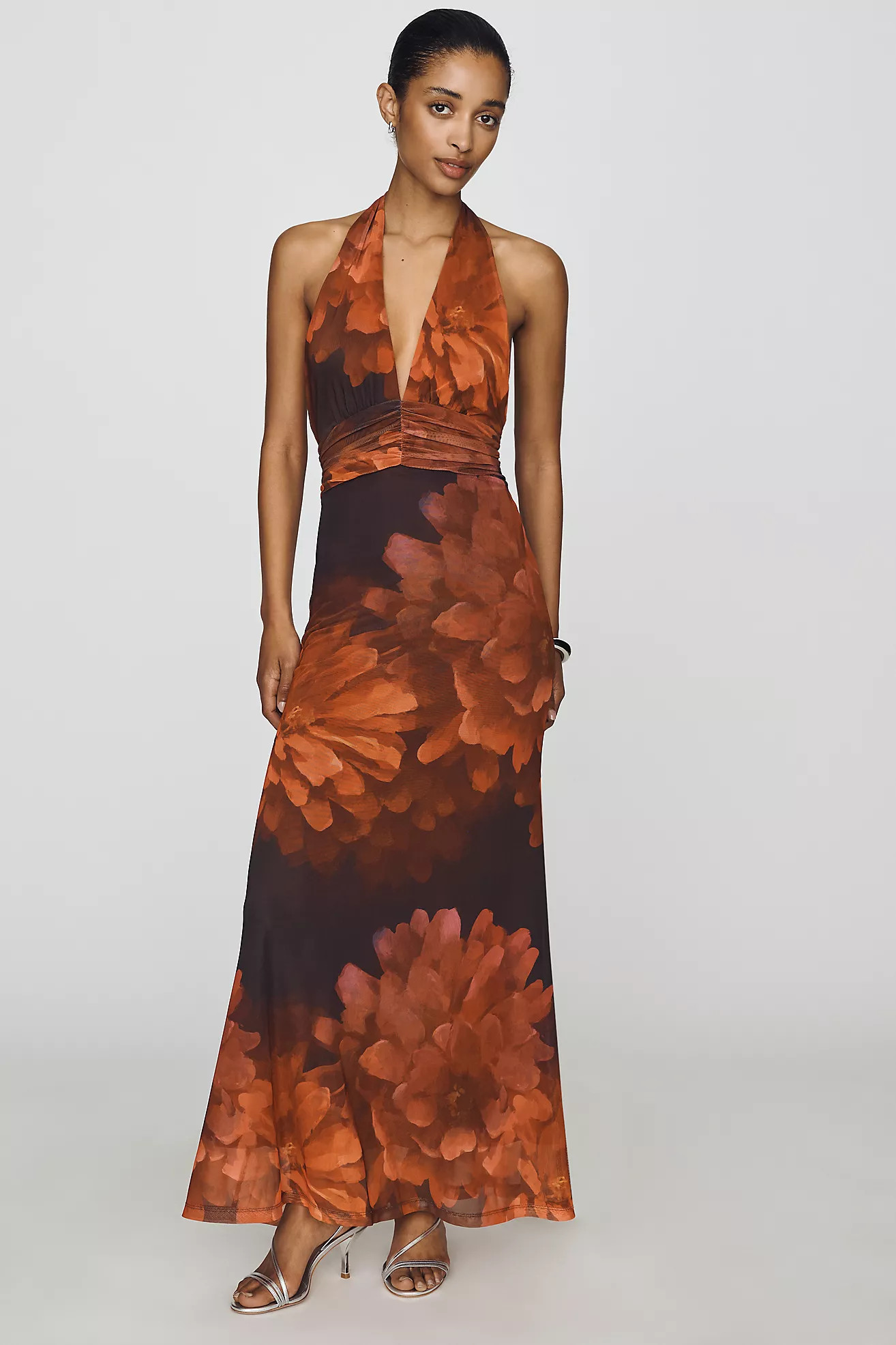 Bardot Elera Mesh Halter Maxi Dress | Anthropologie (US)