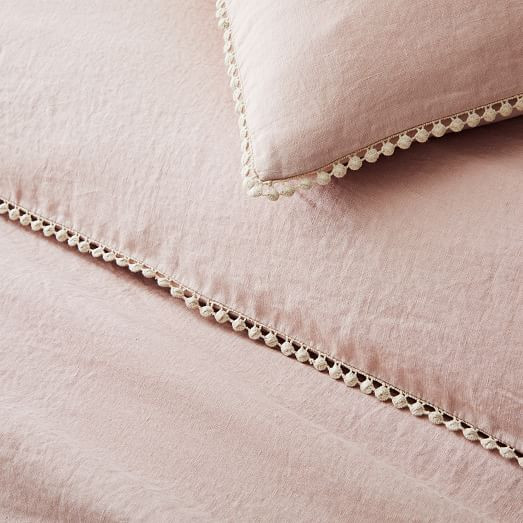 European Flax Linen Pom Pom Kids Duvet Cover & Shams | West Elm (US)