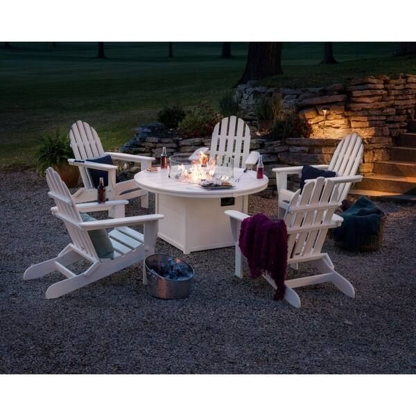 POLYWOOD Round 48-inch Fire Pit Table - White | Bed Bath & Beyond