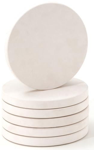 Limestone Water Absorbing Marble Coaster Set - Pack of 6 Absorbs Condensation and Spills Effectively Neutral Color Tone Complements Home Decor and bar Ideal | Amazon (US)
