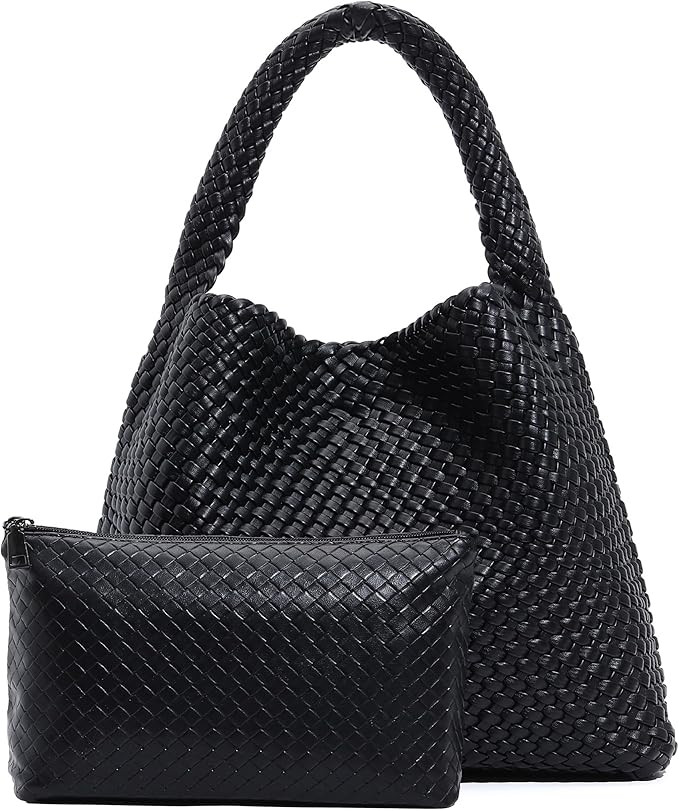 Amazon.com: Large Woven Tote Bag for Women with Purse Fashion Shoulder Hobo Underarm Bags Woven S... | Amazon (US)