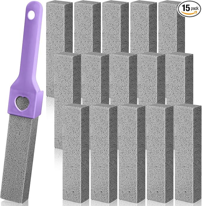 15 Pieces Pumice Stone Cleaning Toilet Stone Stick with Handle Hard Water Ring Scouring Cleaner f... | Amazon (US)