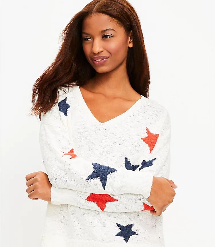 Lou & Grey Star V-Neck Sweater | LOFT | LOFT