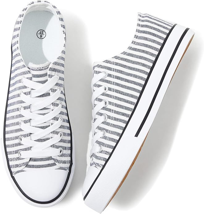 Adokoo Womens Canvas Shoes Casual Cute Sneakers Low Cut Lace up Fashion Comfortable for Walking | Amazon (US)