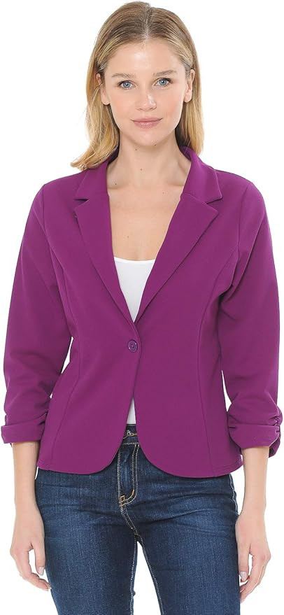 MINEFREE Women's 3/4 Sleeve Lightweight Casual Work Knit Blazer Jacket (S-3XL) | Amazon (US)