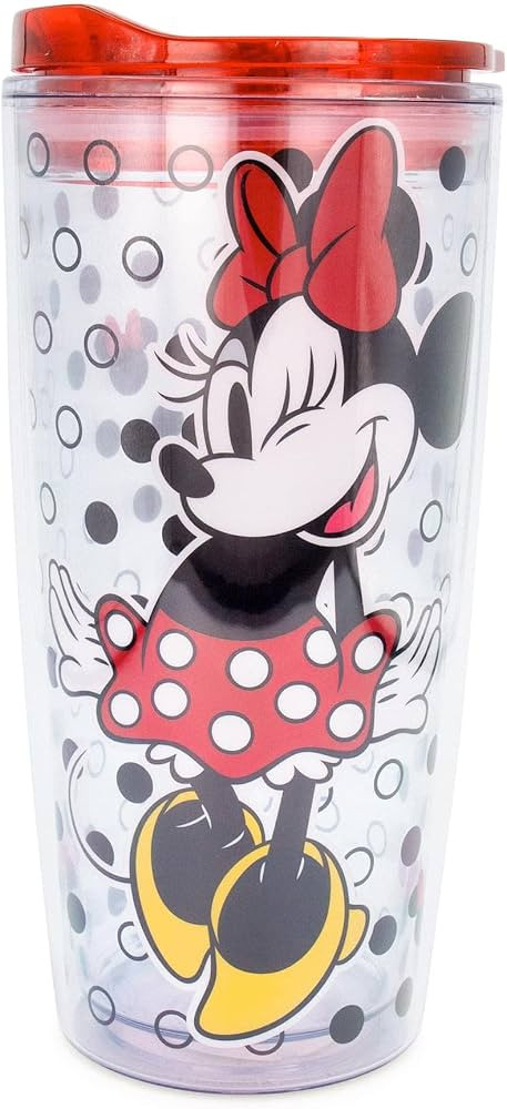 Disney Minnie Mouse Acrylic Travel Tumbler With Slide Close Lid | Tall Carnival Cold Cup For Drin... | Amazon (US)