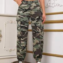 Camo Print Flap Pocket Cargo Jeans | SHEIN