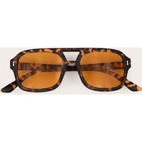 Brown Tort Frame Orange Smoke Lens Aviator Sunglasses, Brown | PrettyLittleThing UK