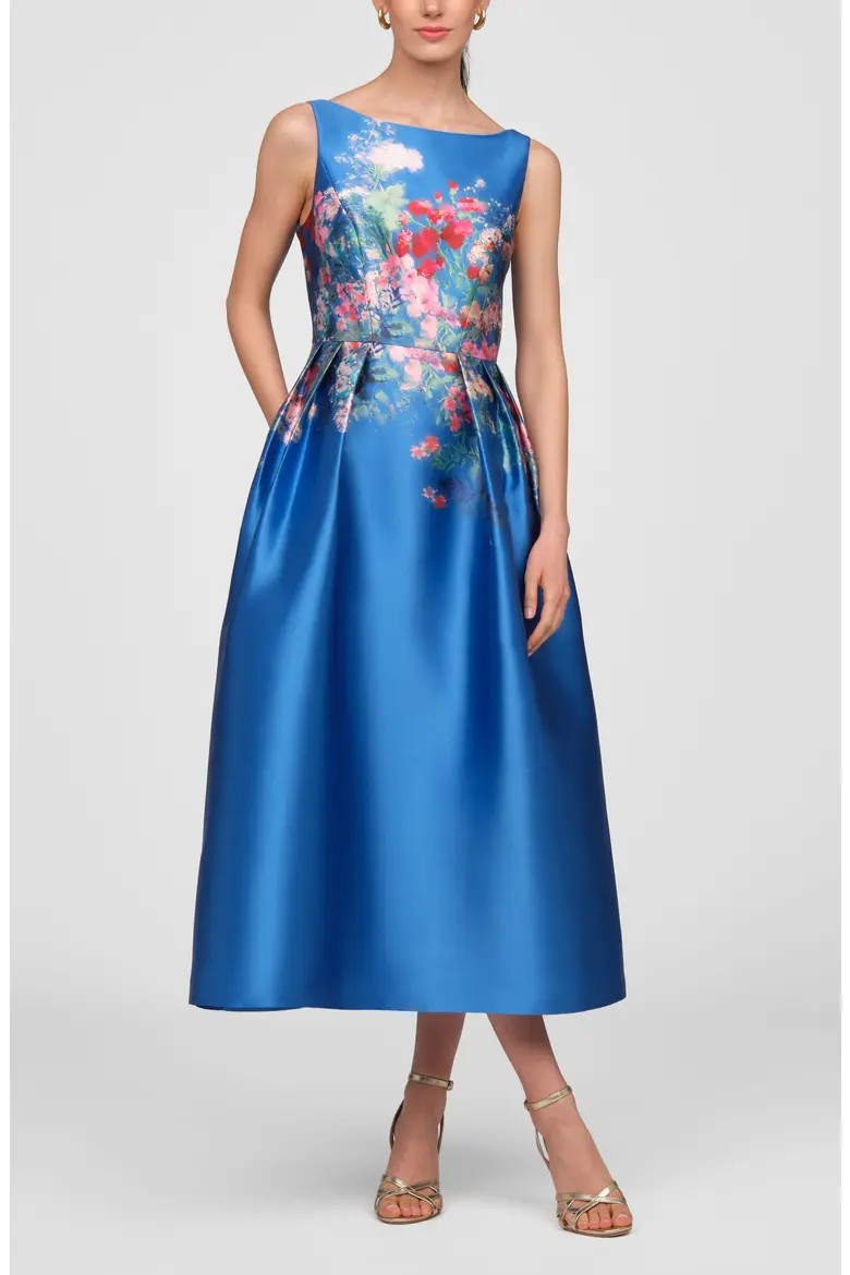 Kay Unger Dina Placed Floral Mikado Cocktail Dress (Women) | Nordstrom | Nordstrom