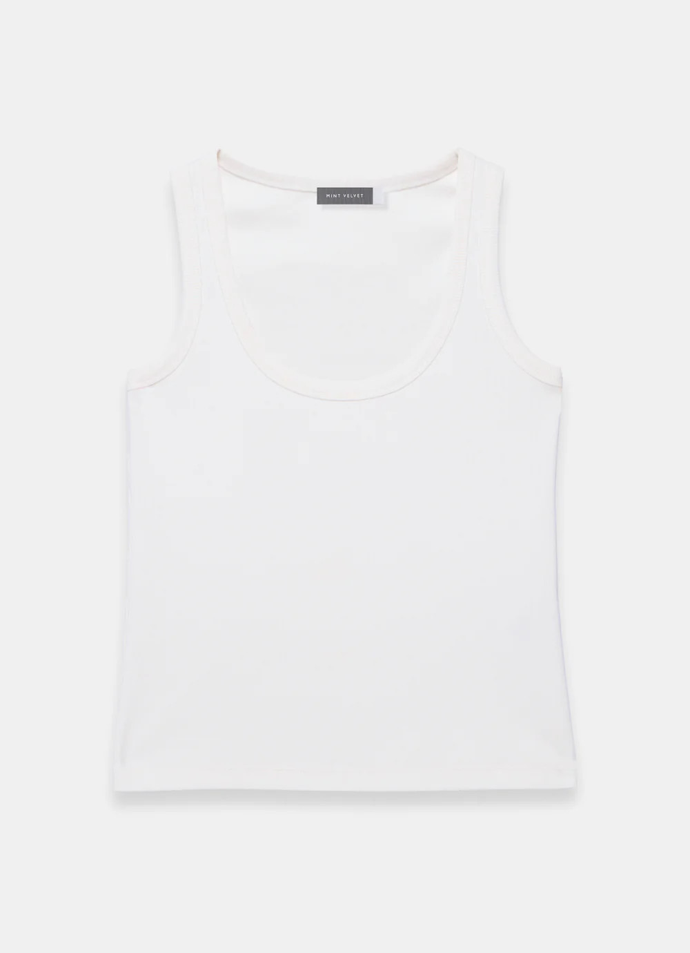 White Cotton Blend Scoop Neck Vest | Mint Velvet