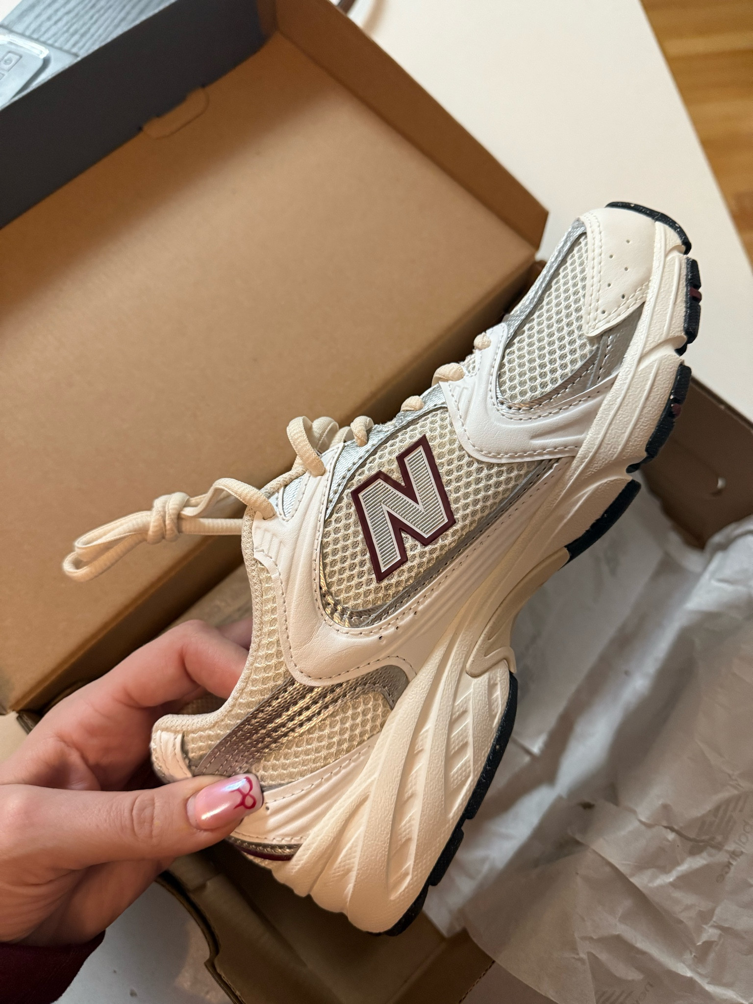 The most perfect retro dad sneaker from New balance with a hint of burgundy! Runs tts or a tad big. I got my normal 7 and love the fit. 

#LTKFindsUnder100 #LTKShoeCrush #LTKActive