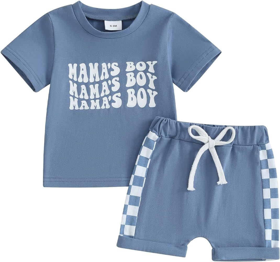 Toddler Baby Girl Boy Summer Clothes Mama Daddy Baby Outfit Letter Shirt Elastic Shorts 2Pcs Girl... | Amazon (US)