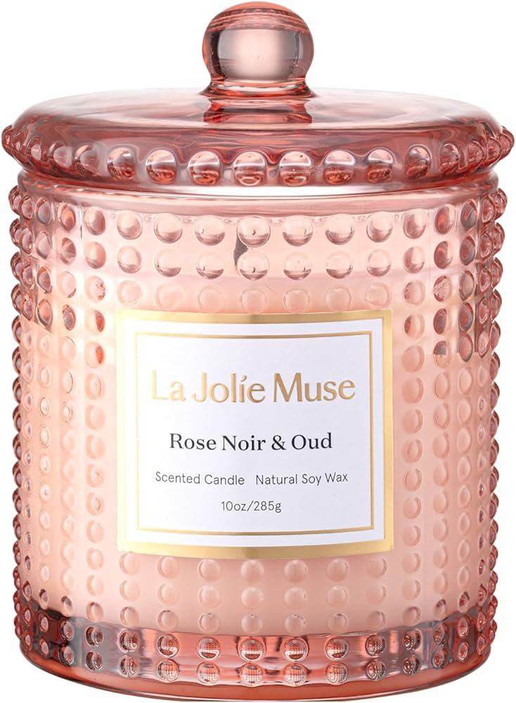 LA JOLIE MUSE Rose Noir & Oud Scented Candle – Lemon, Rose & Oud | 10 oz Natural Soy Wax | 55 H... | Amazon (US)
