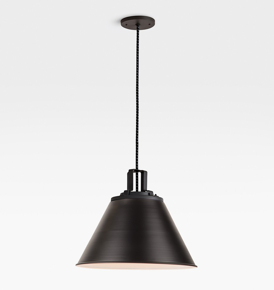 Butte 18" Cone Oil-Rubbed Bronze Pendant | Rejuvenation