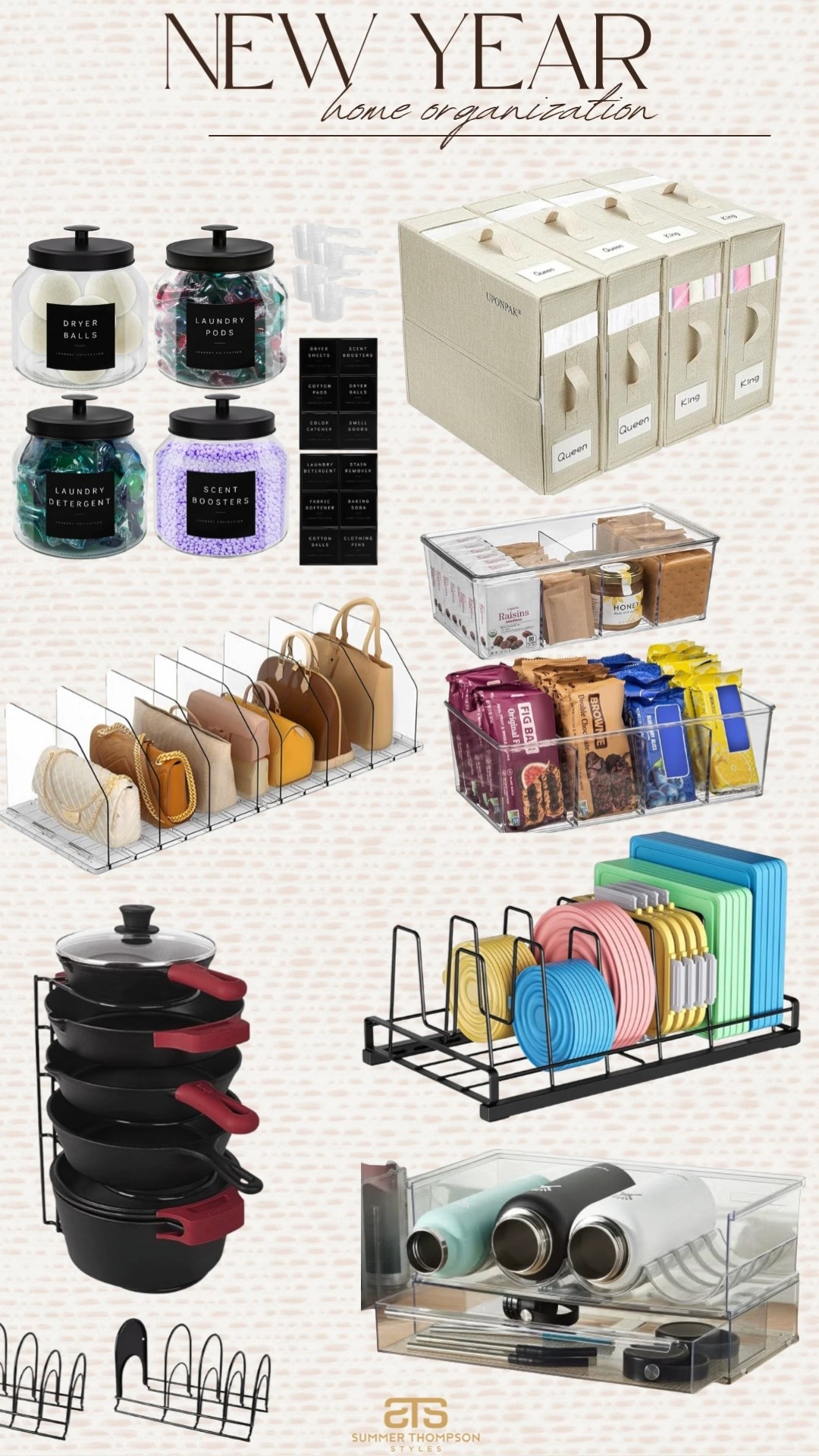 New years home organization! 

Canisters. Bedding. Acrylic. Closet organization. Pan organization. Tupperware lid storage  

#LTKSeasonal #LTKHome #LTKFindsUnder100