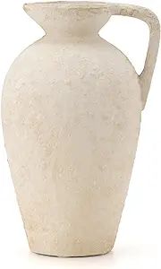 Ceramic Rustic Farmhouse Vase,9.25 inch Terracotta Vase with Handle,Neutral Tall Clay Vases Decor... | Amazon (US)