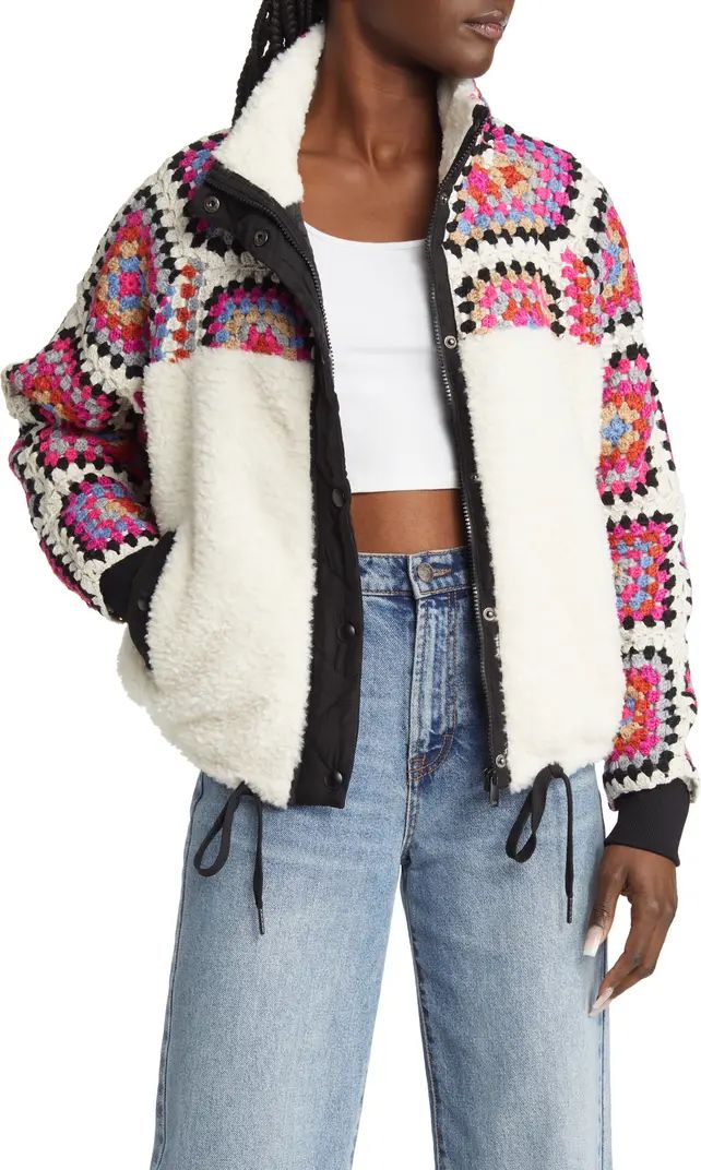 Crochet Faux Shearling Zip Jacket | Nordstrom